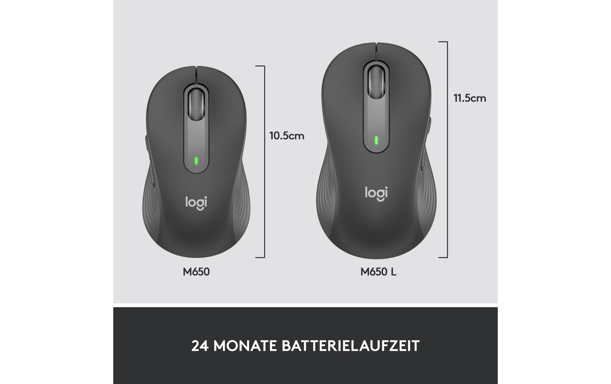 Logitech Signature M650 L Maus – kabellos, für Rechtshänder, Graphit