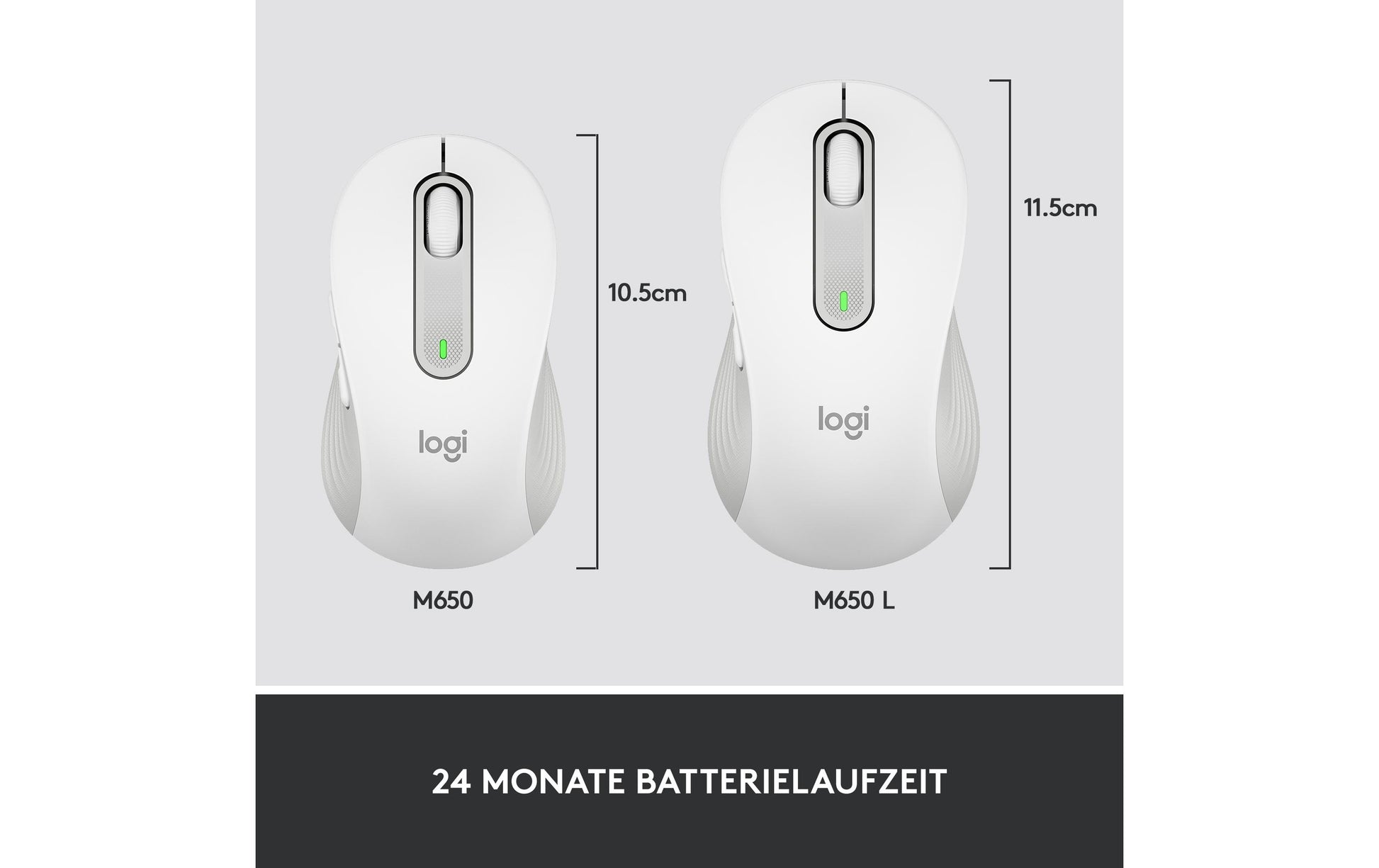 Logitech M650 für Business Business-Maus – für Rechtshänder, für mittlere Handflächen, Weiss