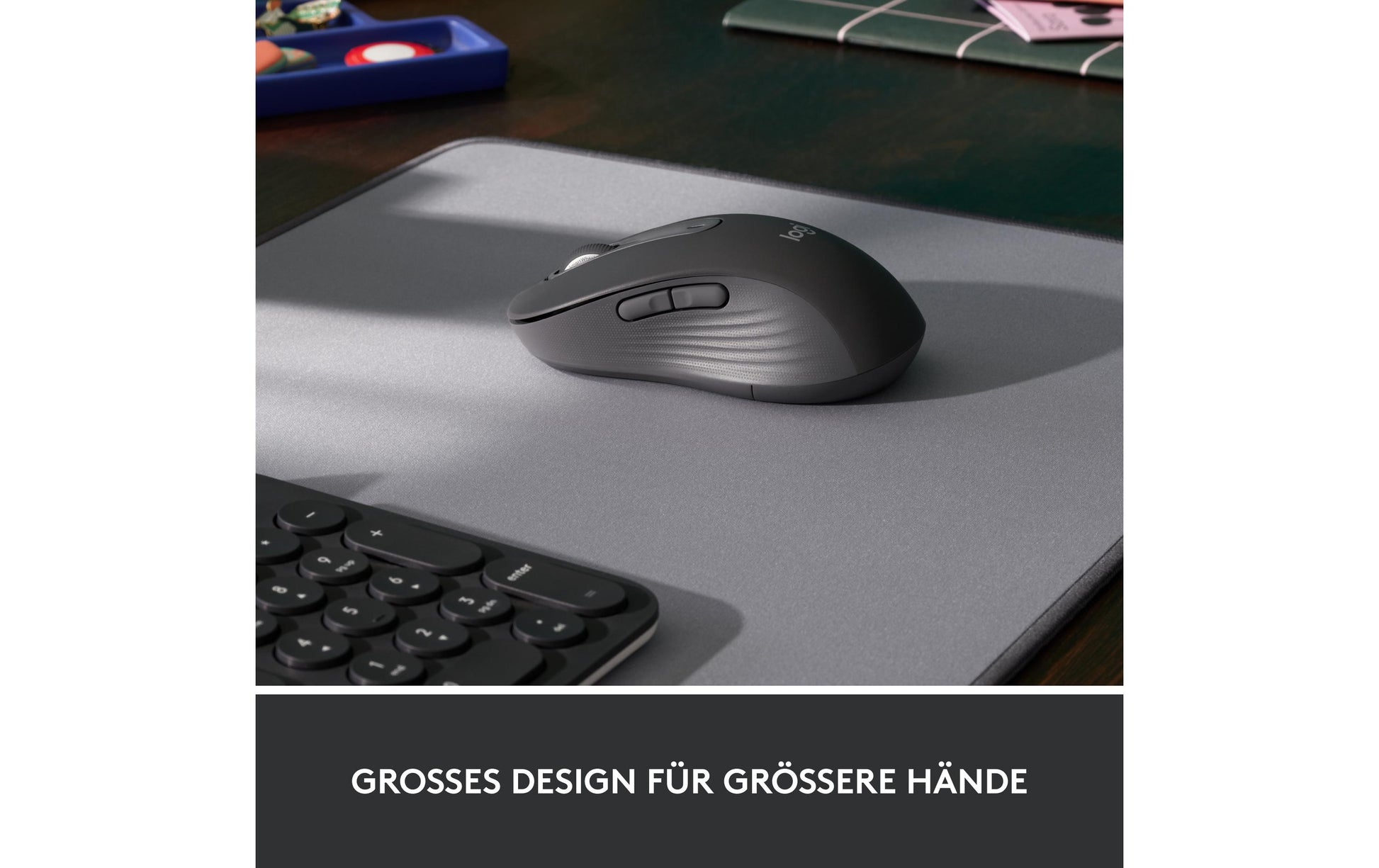 Logitech Signature M650 L Maus – kabellos, für Rechtshänder, Graphit