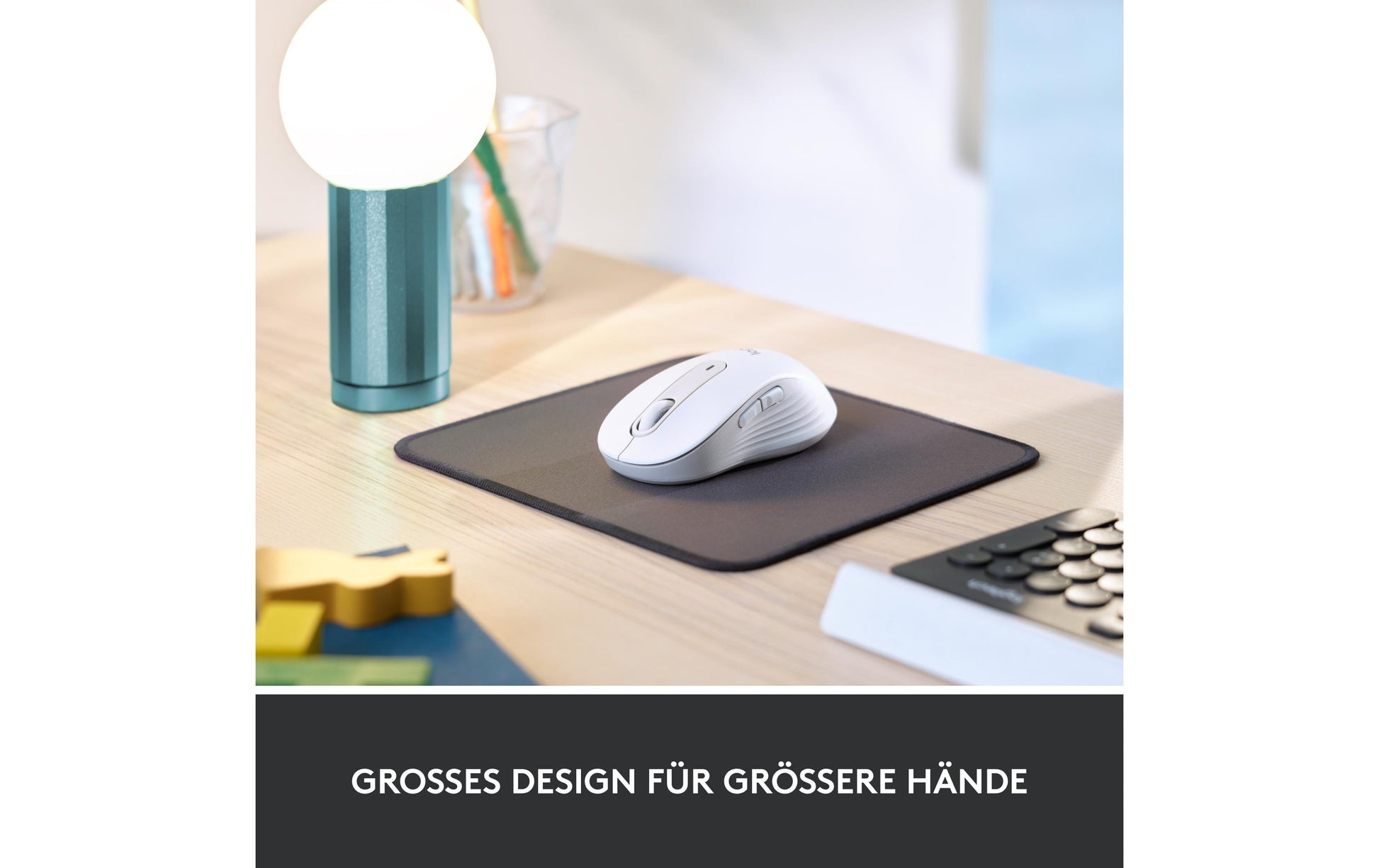 Logitech Signature M650 L Maus – kabellos, für Rechtshänder, Off-White