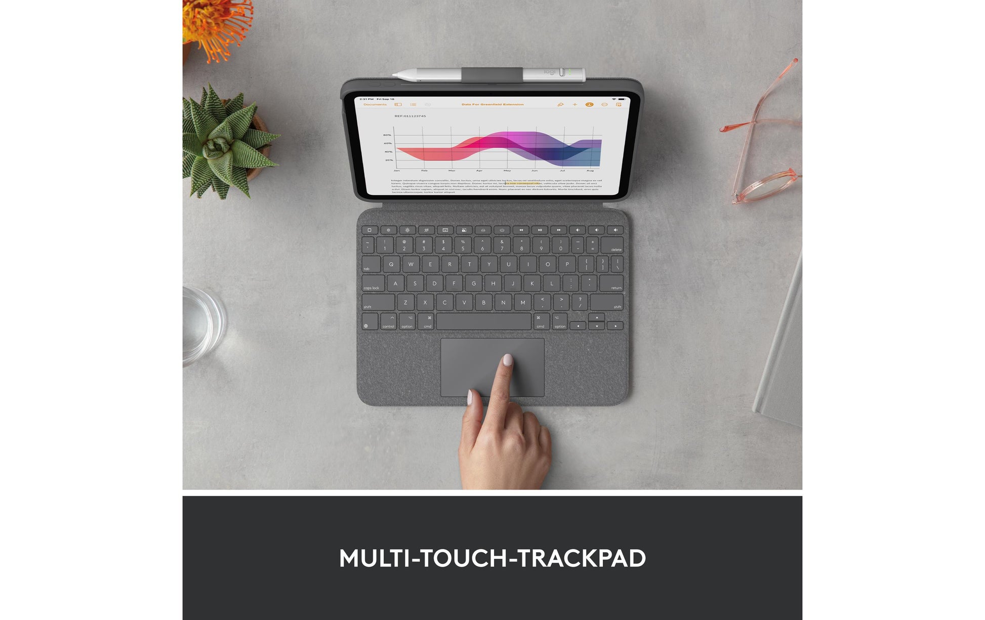 Logitech Combo Touch – Tastatur, CH-Layout (DE-CH), mit Touchpad, Grau – für iPad (10. Gen)