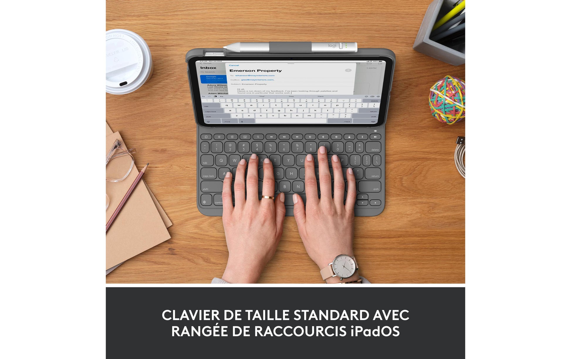 Logitech Slim Folio – Tastatur, CH-Layout (DE-CH), Grau – für iPad (10. Generation)