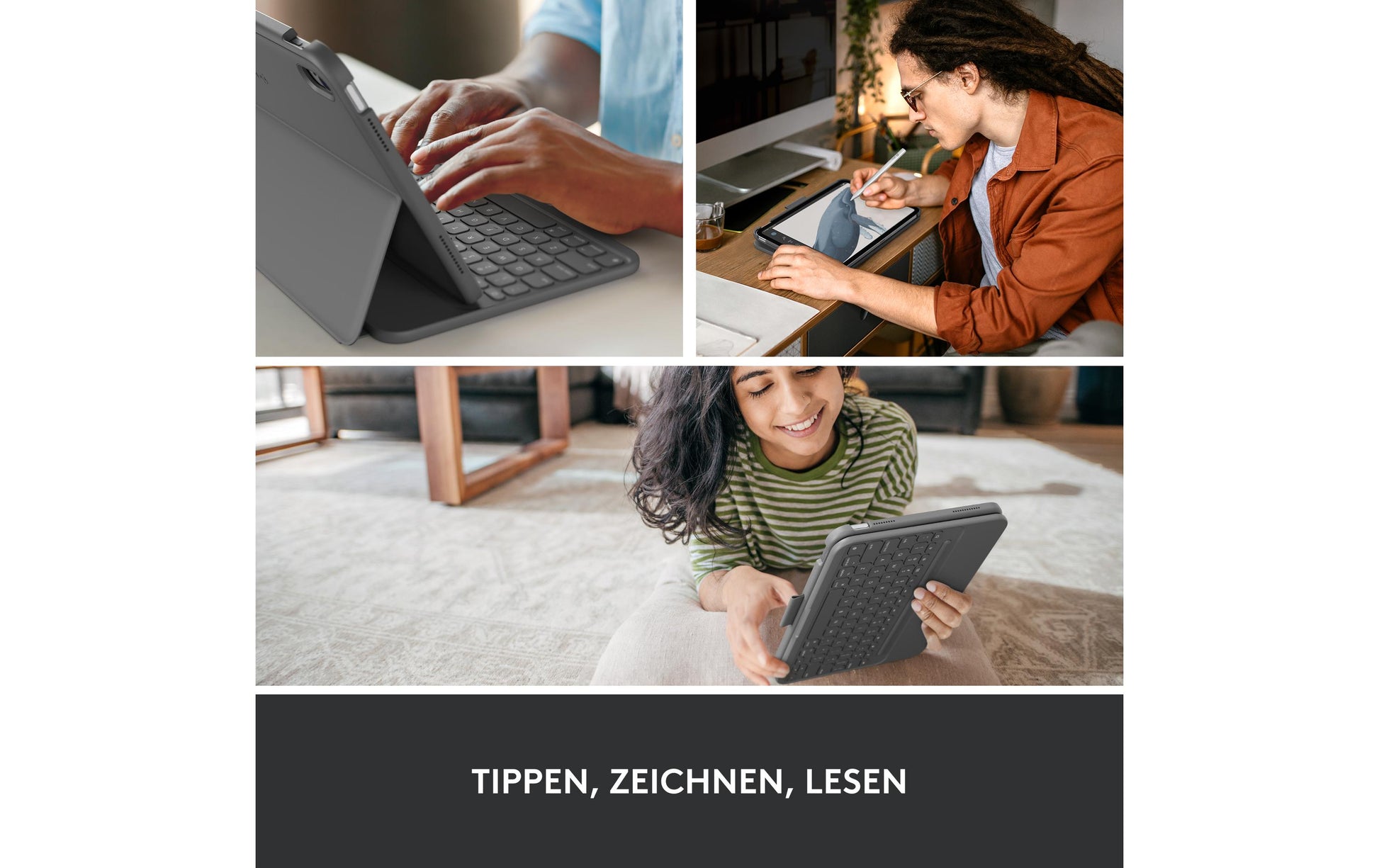 Logitech Slim Folio – Tastatur, CH-Layout (DE-CH), Grau – für iPad (10. Generation)