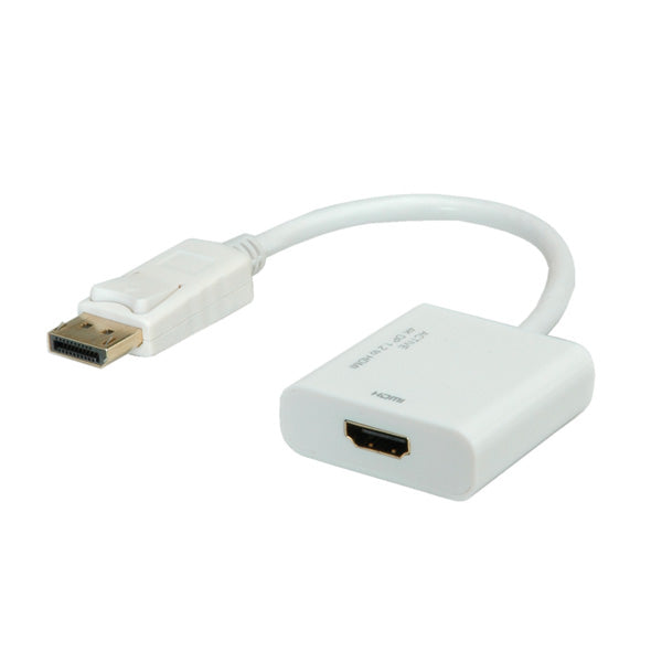 ROLINE DisplayPort auf HDMI Adapter DP 1.2 4K 30 Hz – 0,15 m – aktiv – weiss