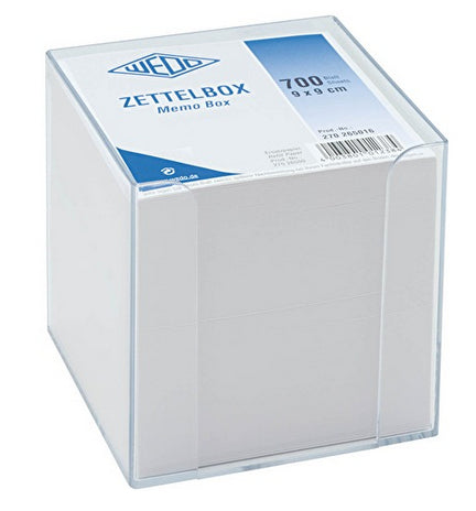 Wedo Zettelbox – 700 Blatt, 95 × 95 mm, Kunststoff (ABS), transparent