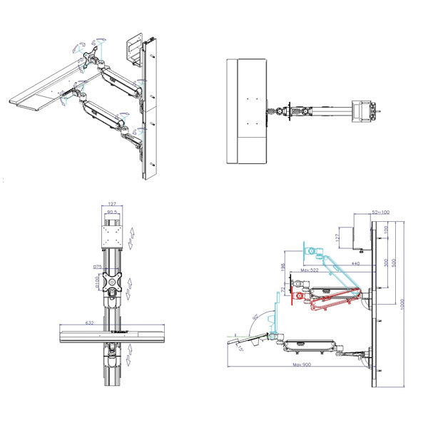 VALUE Monitor-Wandhalterung – bis 15 kg/Monitor – Gasfeder – für VESA 75×75/100×100 mm