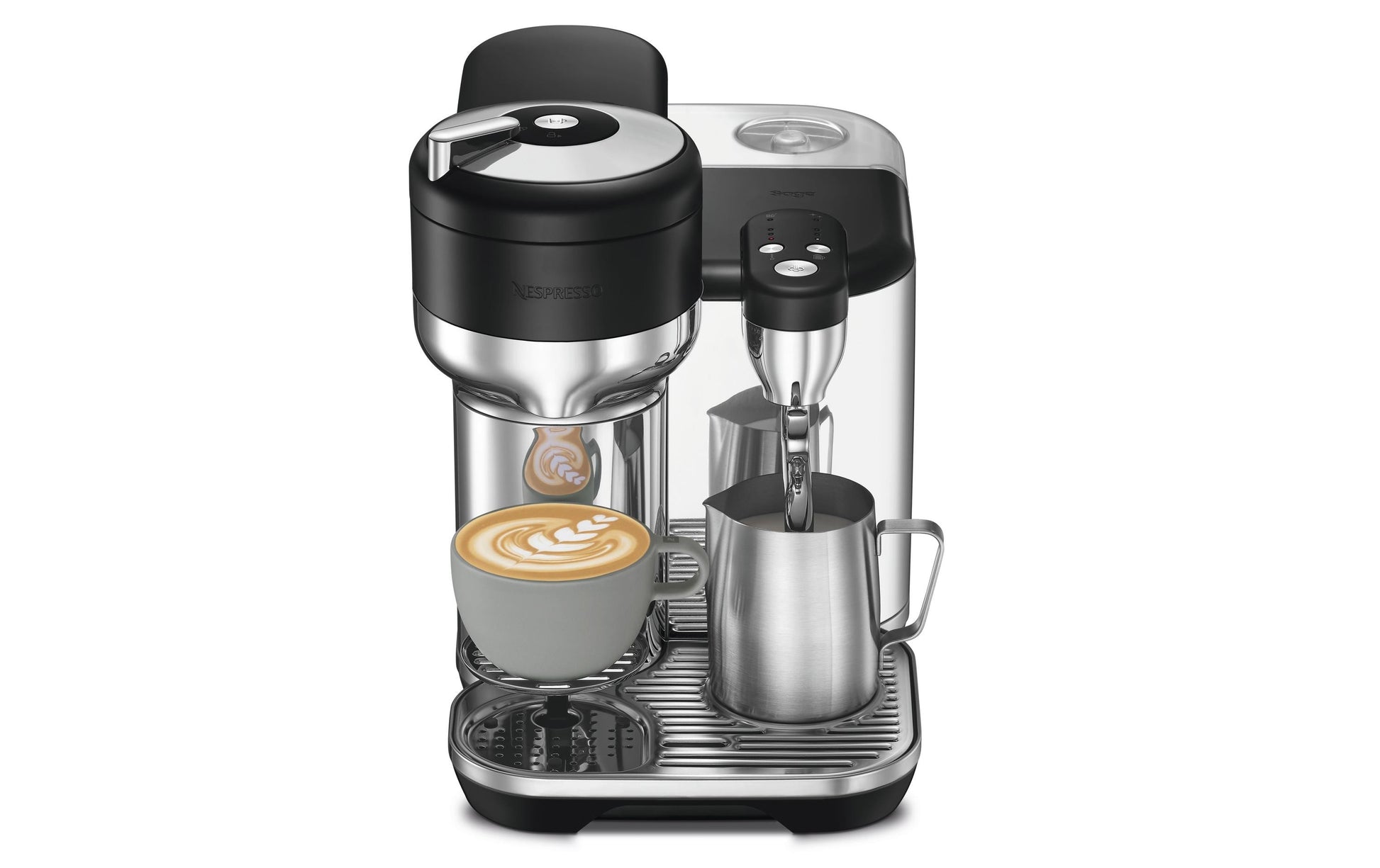 Sage Software Sage Kapselmaschine – für Nespresso Vertuo, 2 l, schwarz/Edelstahl, 22,8 × 32,1 × 41,7 cm