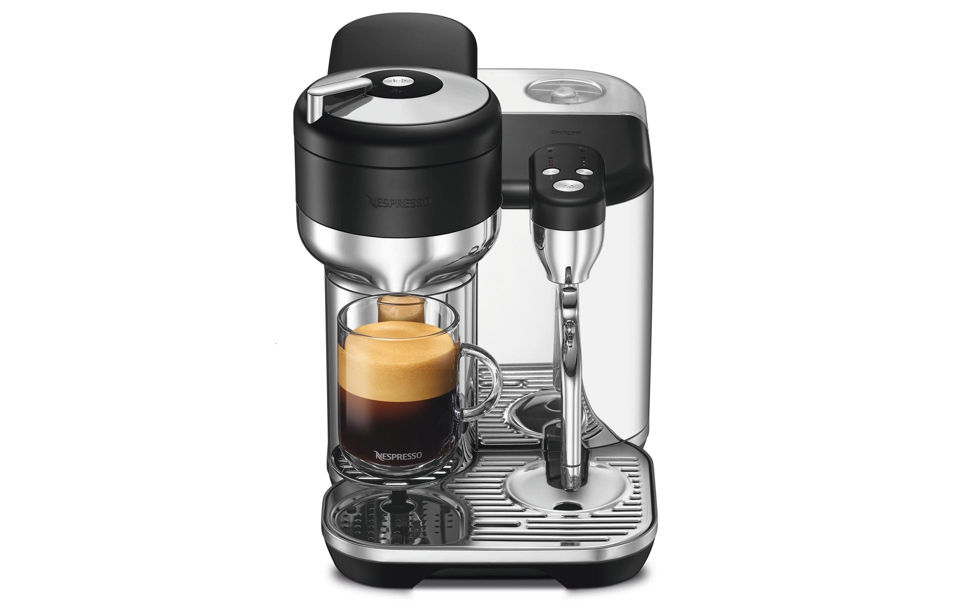 Sage Software Sage Kapselmaschine – für Nespresso Vertuo, 2 l, schwarz/Edelstahl, 22,8 × 32,1 × 41,7 cm
