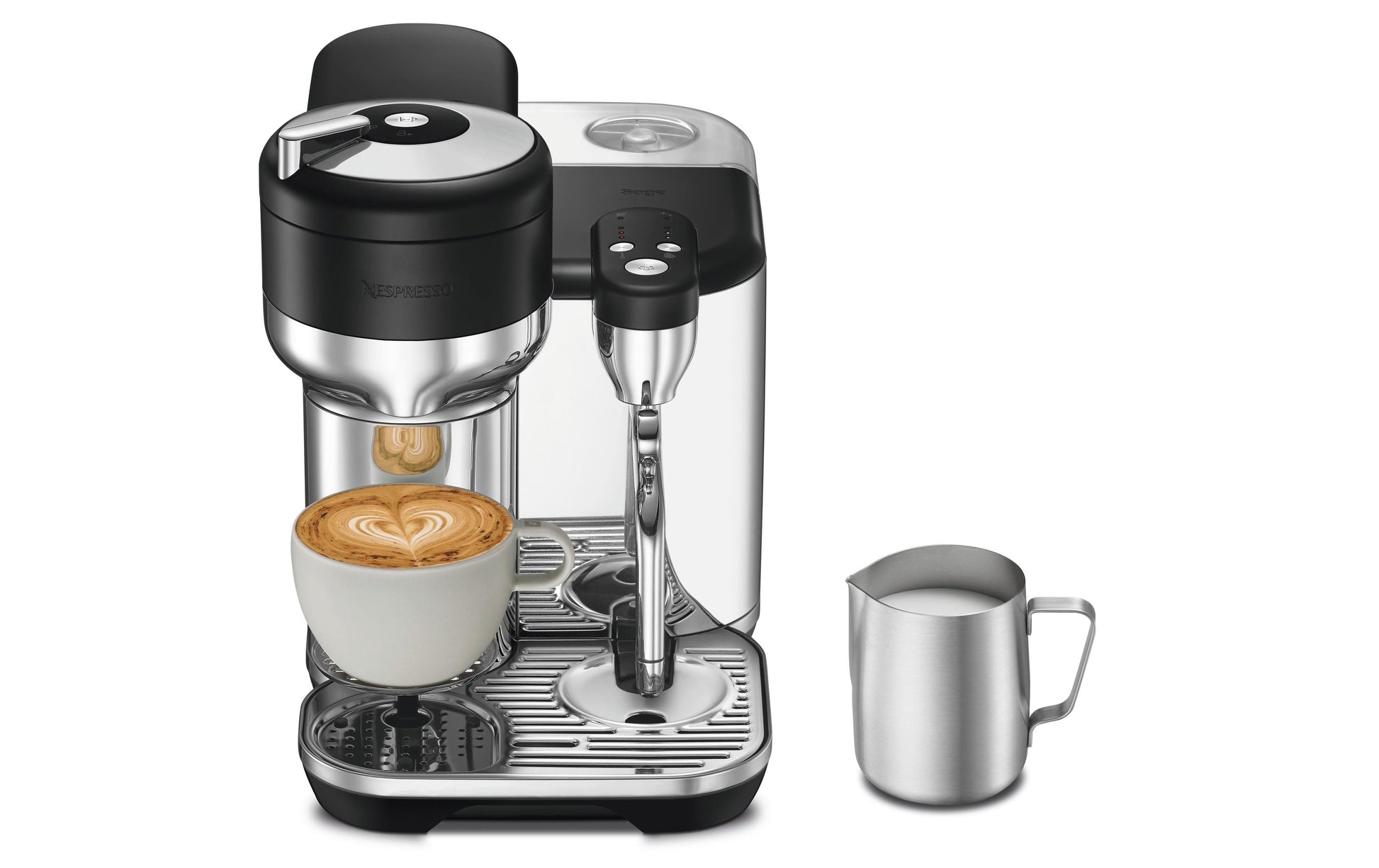 Sage Software Sage Kapselmaschine – für Nespresso Vertuo, 2 l, schwarz/Edelstahl, 22,8 × 32,1 × 41,7 cm