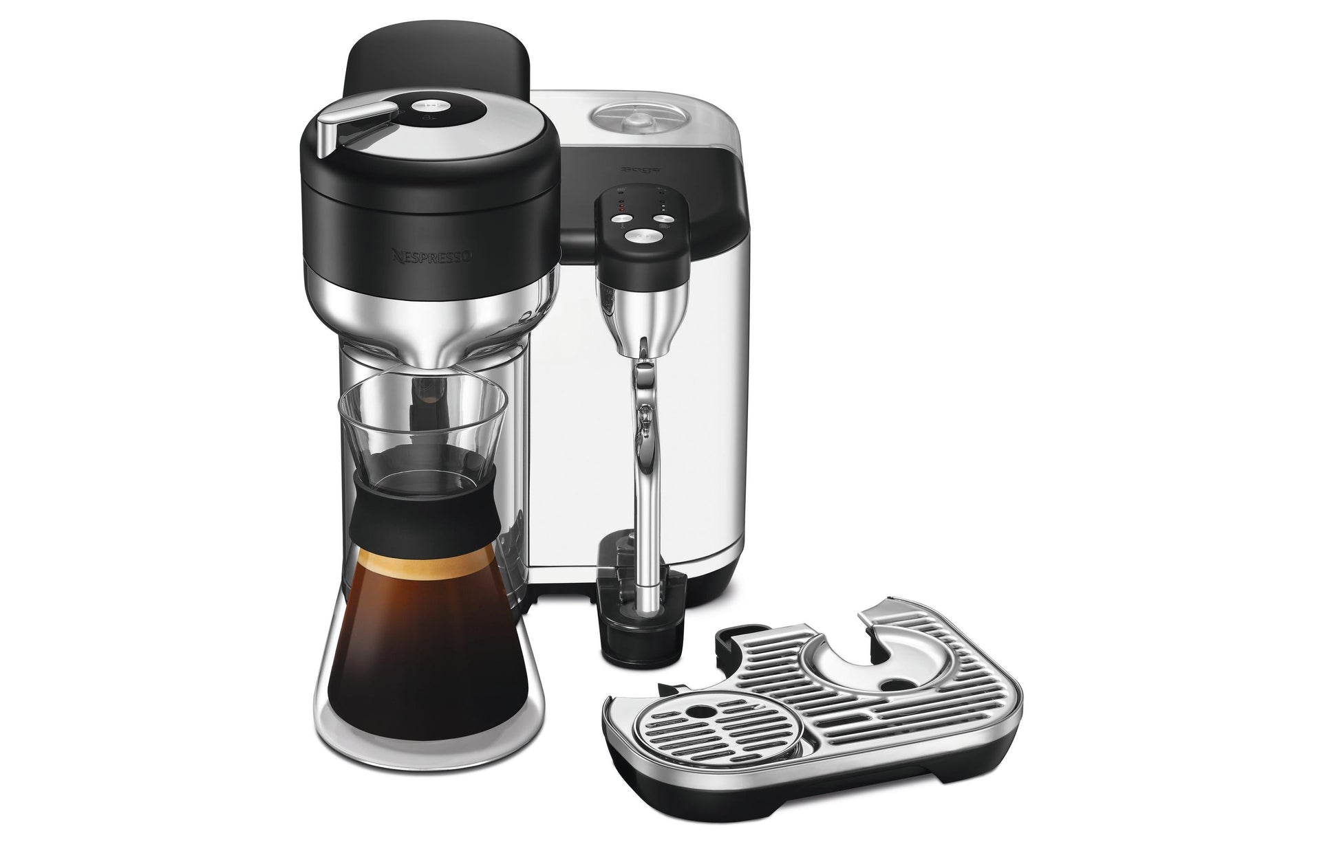Sage Software Sage Kapselmaschine – für Nespresso Vertuo, 2 l, schwarz/Edelstahl, 22,8 × 32,1 × 41,7 cm