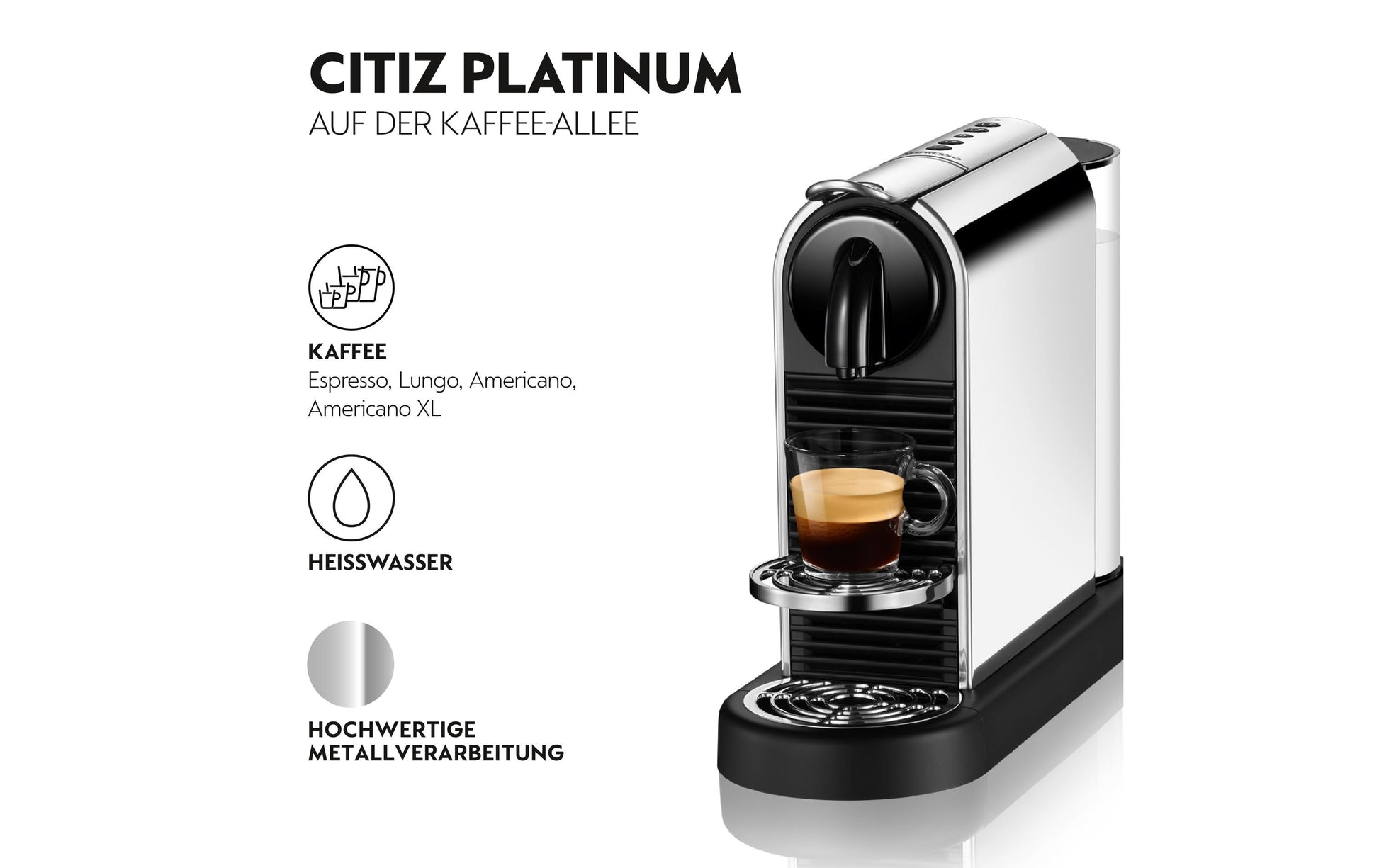 De’Longhi Citiz EN220.M Kapselmaschine – für Nespresso-Kapseln, 19 bar, 1 l, Silber