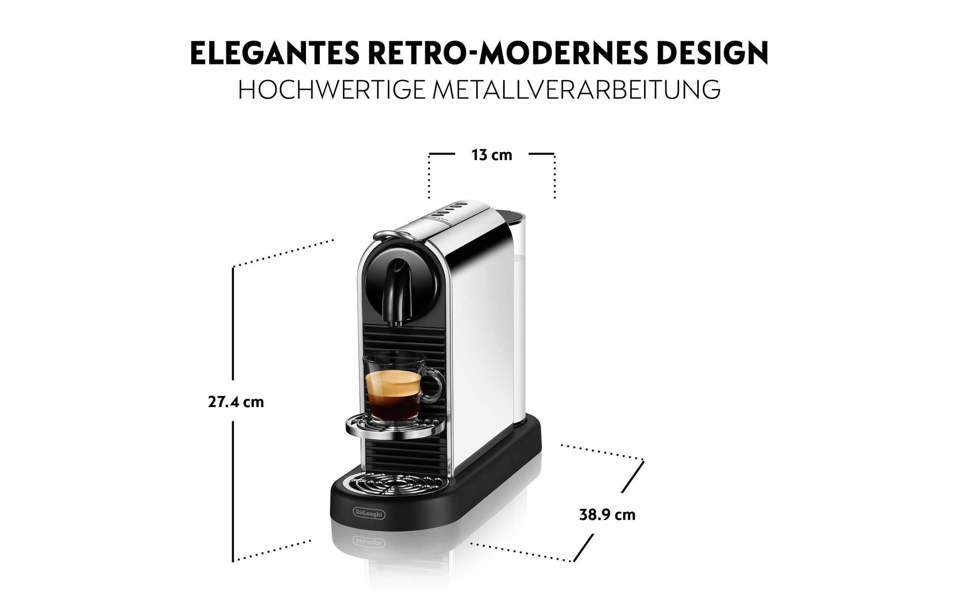 De’Longhi Citiz EN220.M Kapselmaschine – für Nespresso-Kapseln, 19 bar, 1 l, Silber