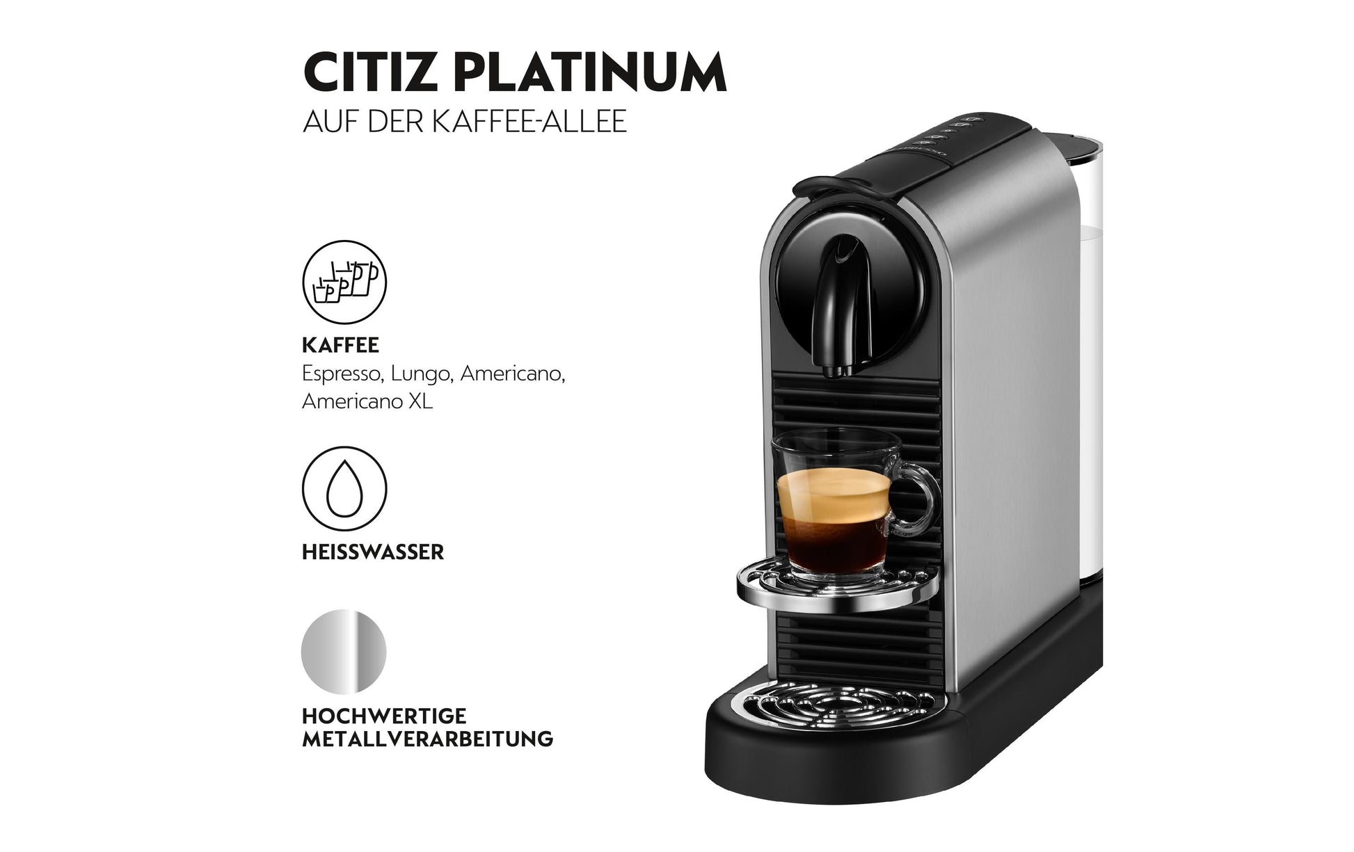 De’Longhi Citiz EN220.T Kapselmaschine – für Nespresso-Kapseln, 19 bar, 1 l, Grau