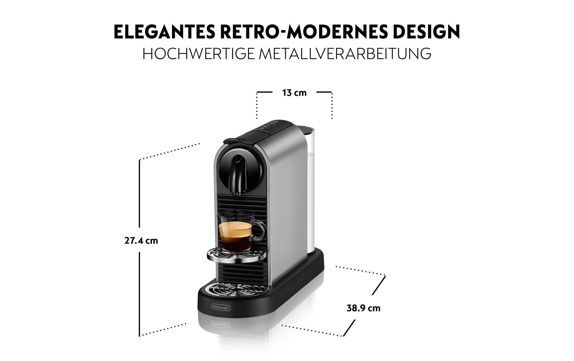 De’Longhi Citiz EN220.T Kapselmaschine – für Nespresso-Kapseln, 19 bar, 1 l, Grau