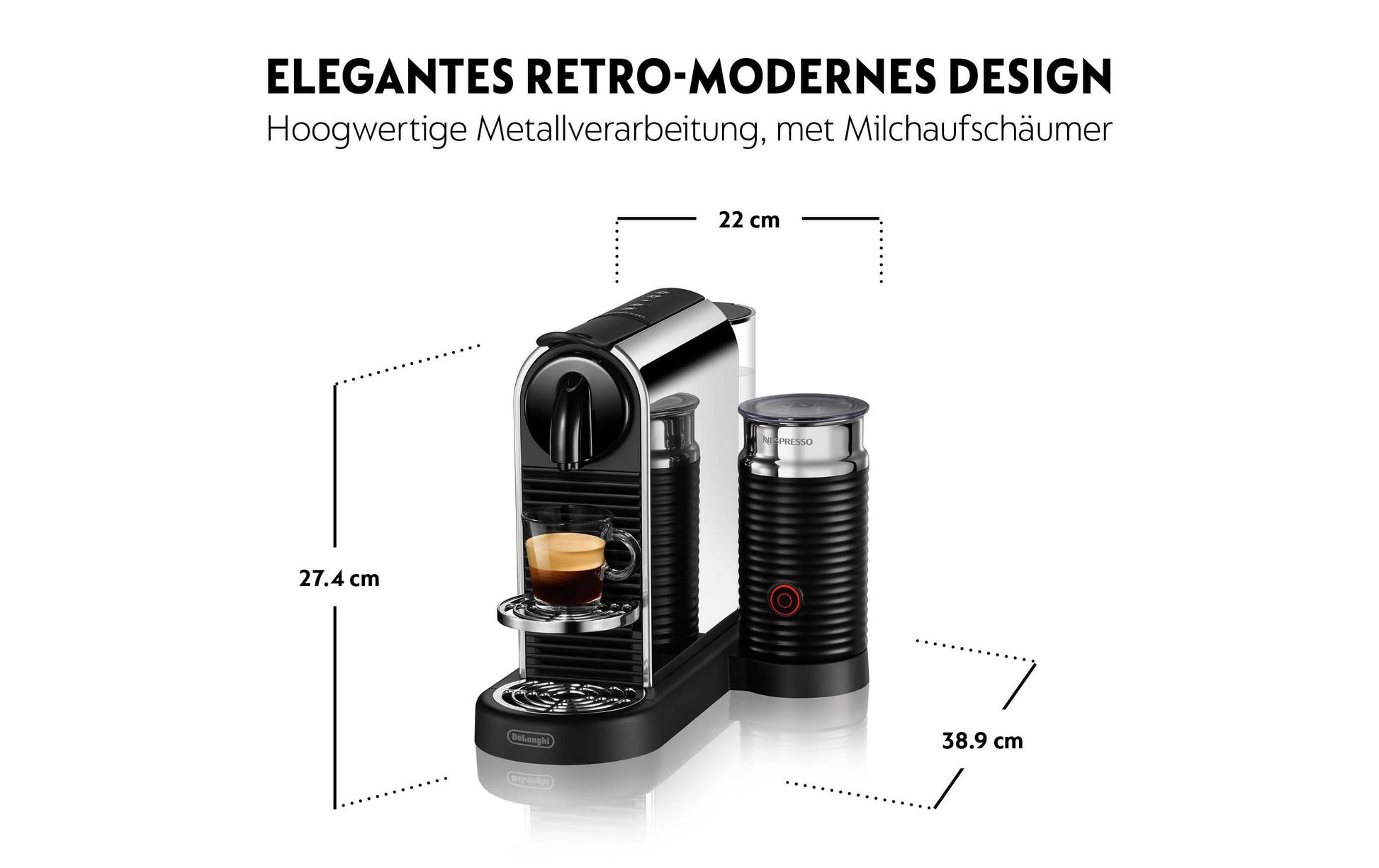 De’Longhi Citiz EN330.M Kapselmaschine – für Nespresso-Kapseln, 19 bar, 1 l, Silber