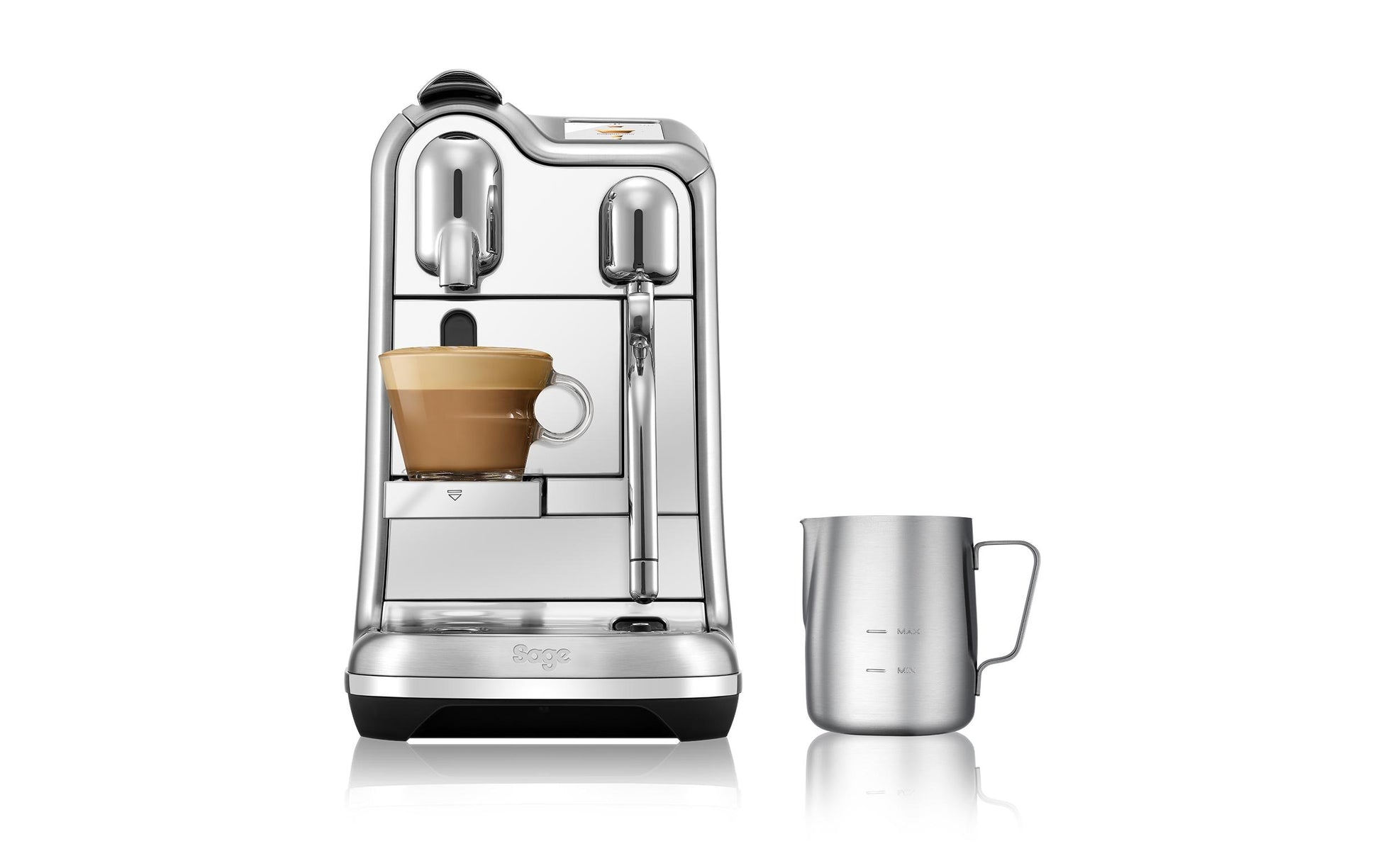 Sage Creatista Pro Steel Kapselmaschine – für Nespresso, 2 l, silber, 19,7 × 32,8 × 42,9 cm