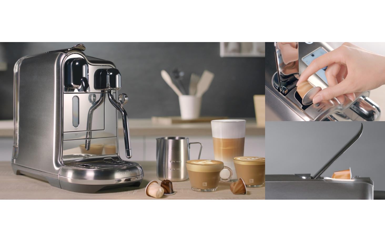 Sage Creatista Pro Steel Kapselmaschine – für Nespresso, 2 l, silber, 19,7 × 32,8 × 42,9 cm