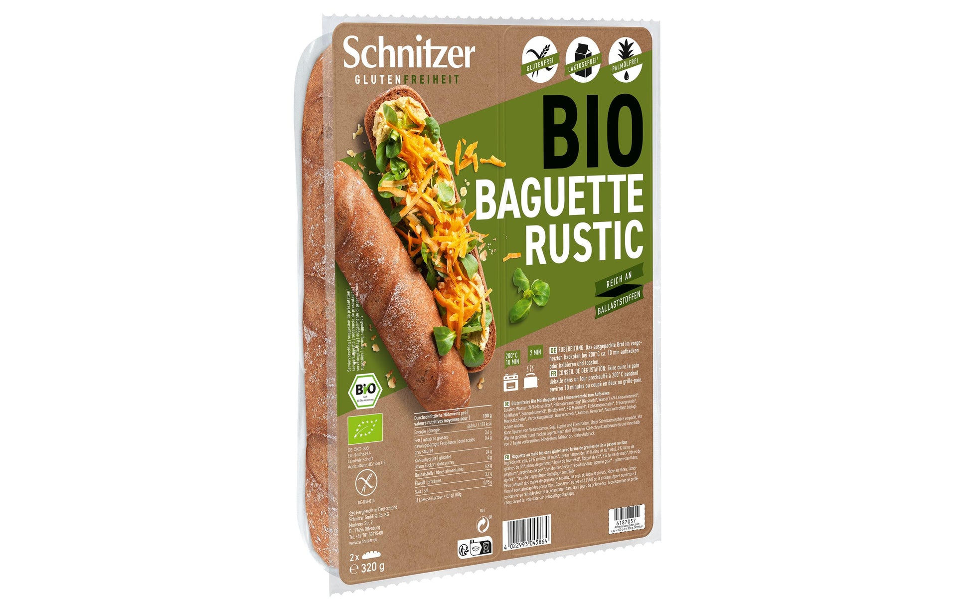 Schnitzer Aufbackbrot – Bio, glutenfrei – 2×160 g