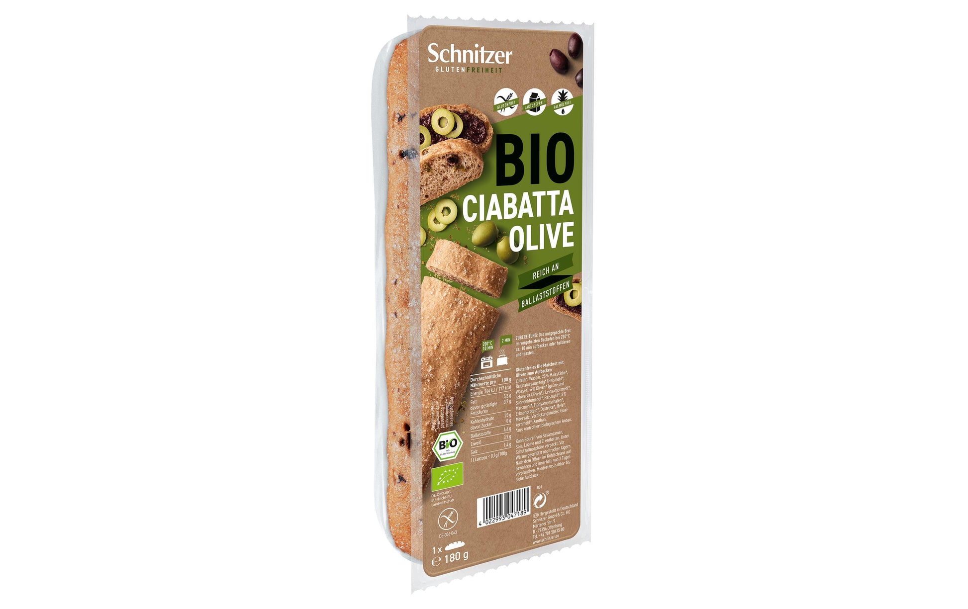 Schnitzer Ciabatta Olive – Bio, glutenfrei – 180 g