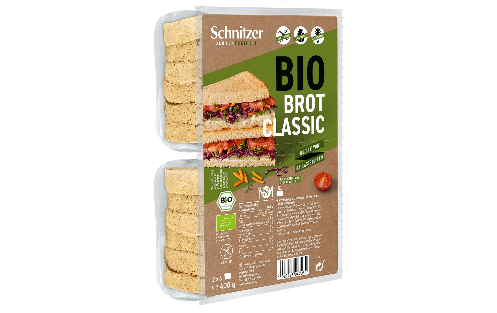 Schnitzer Maisbrot Helles Schnittbrot – Bio, glutenfrei – 400 g