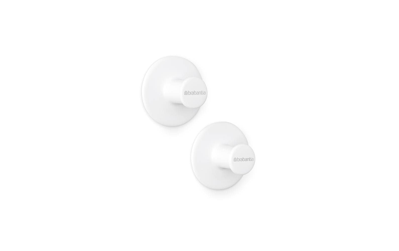 Brabantia Haken – 4,8×4,8×2,5 cm, Kunststoff, 2 kg, zum Schrauben, Weiss, 2er-Set