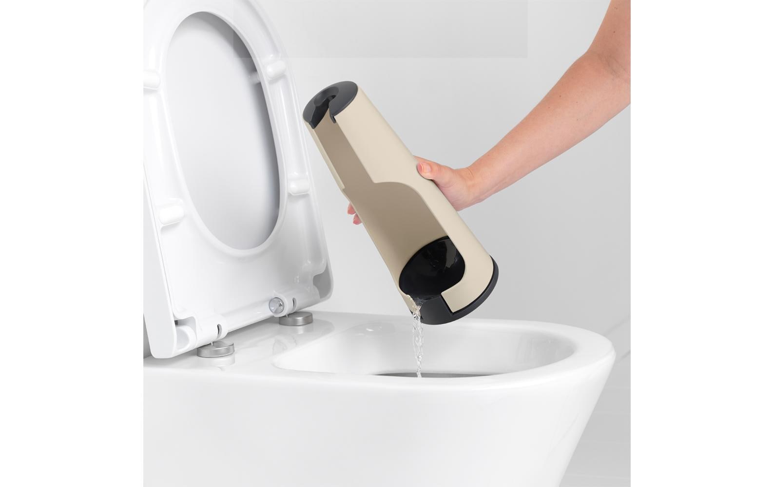 Brabantia ReNew – WC-Bürstenset – Kunststoff, Beige, rutschsicher, korrosionsbeständig, H 42 cm, Ø 12 cm
