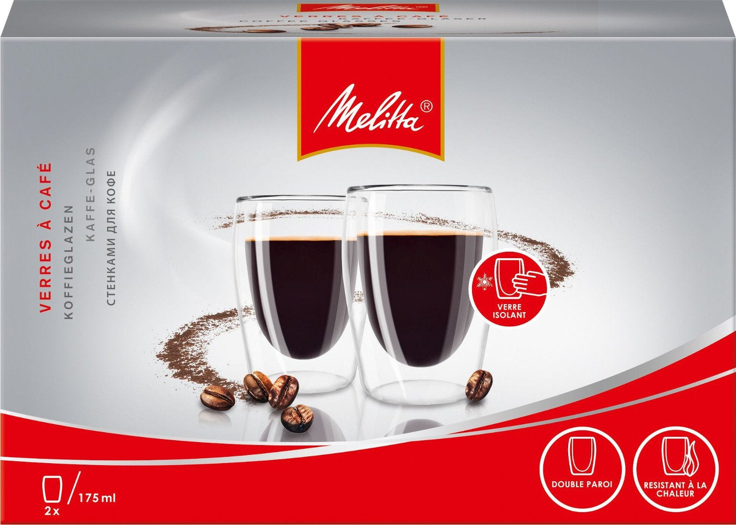 Melitta Lungo Kaffeebecher – 2er Set, 200 ml, Ø 8 cm, H 10 cm, Borosilikatglas, Transparent, spülmaschinenfest