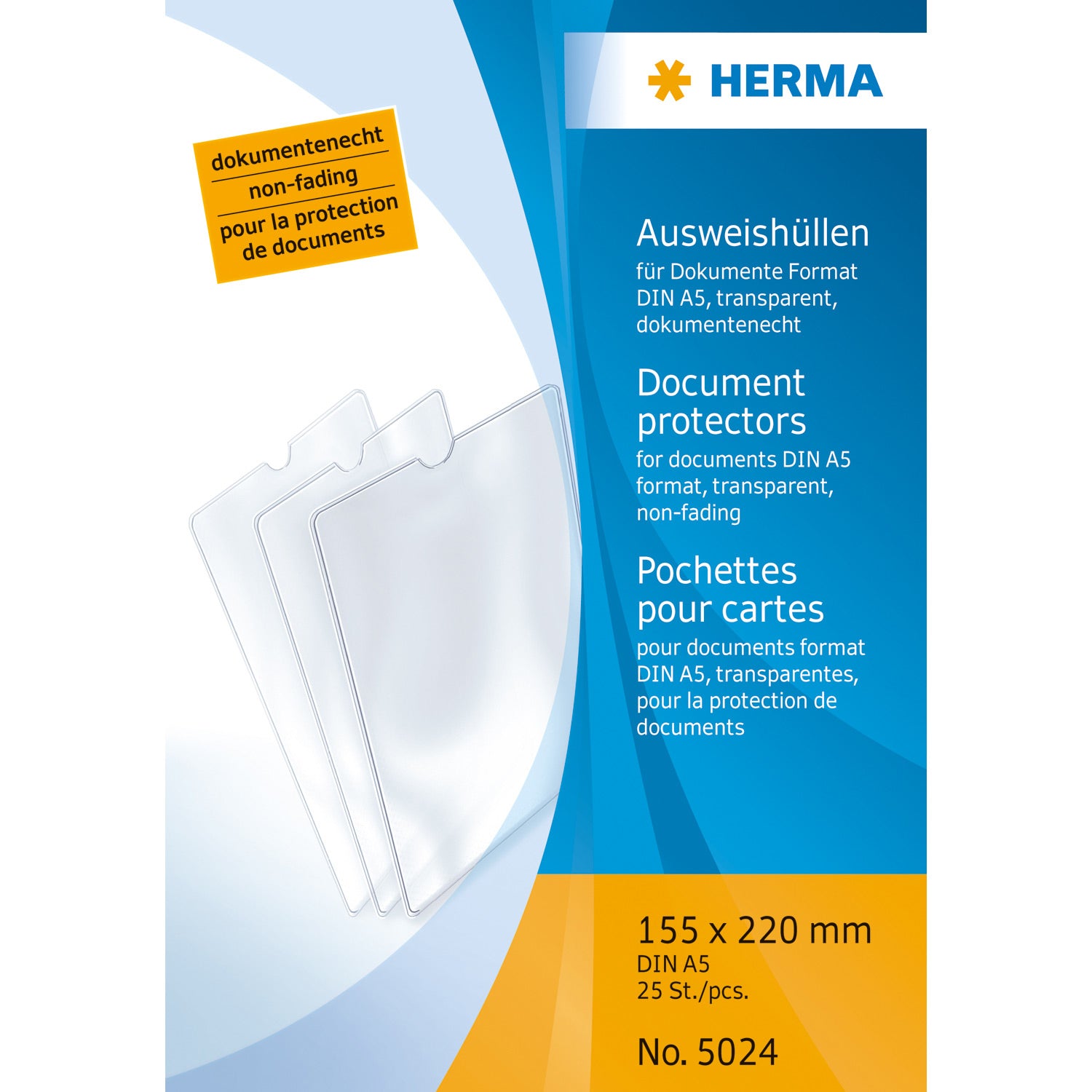 HERMA Einsteckhülle – für A5 – Polypropylen, transparent, 25er-Pack