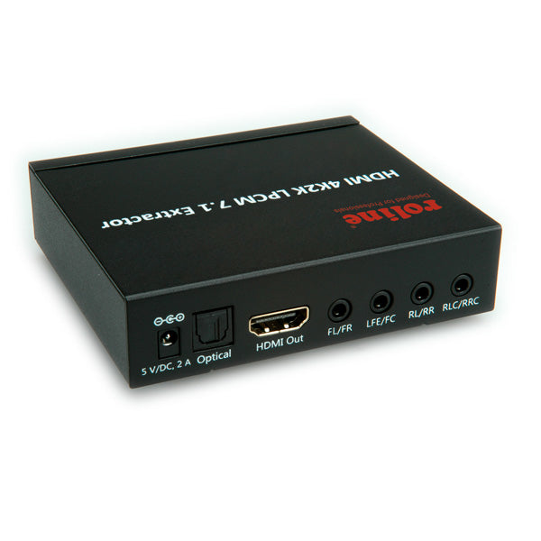 ROLINE HDMI Audio-Extraktor HDMI zu HDMI – 4K (3840 × 2160) @ 30 Hz, 7.1, S/PDIF, 4× 3,5 mm