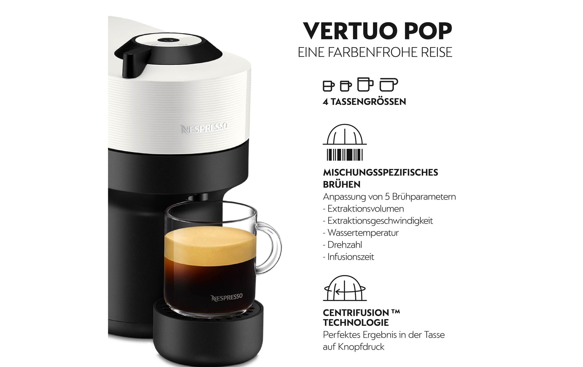 Krups Vertuo Pop Kapselmaschine – für Nespresso-Kapseln, 0,56 l, Weiss