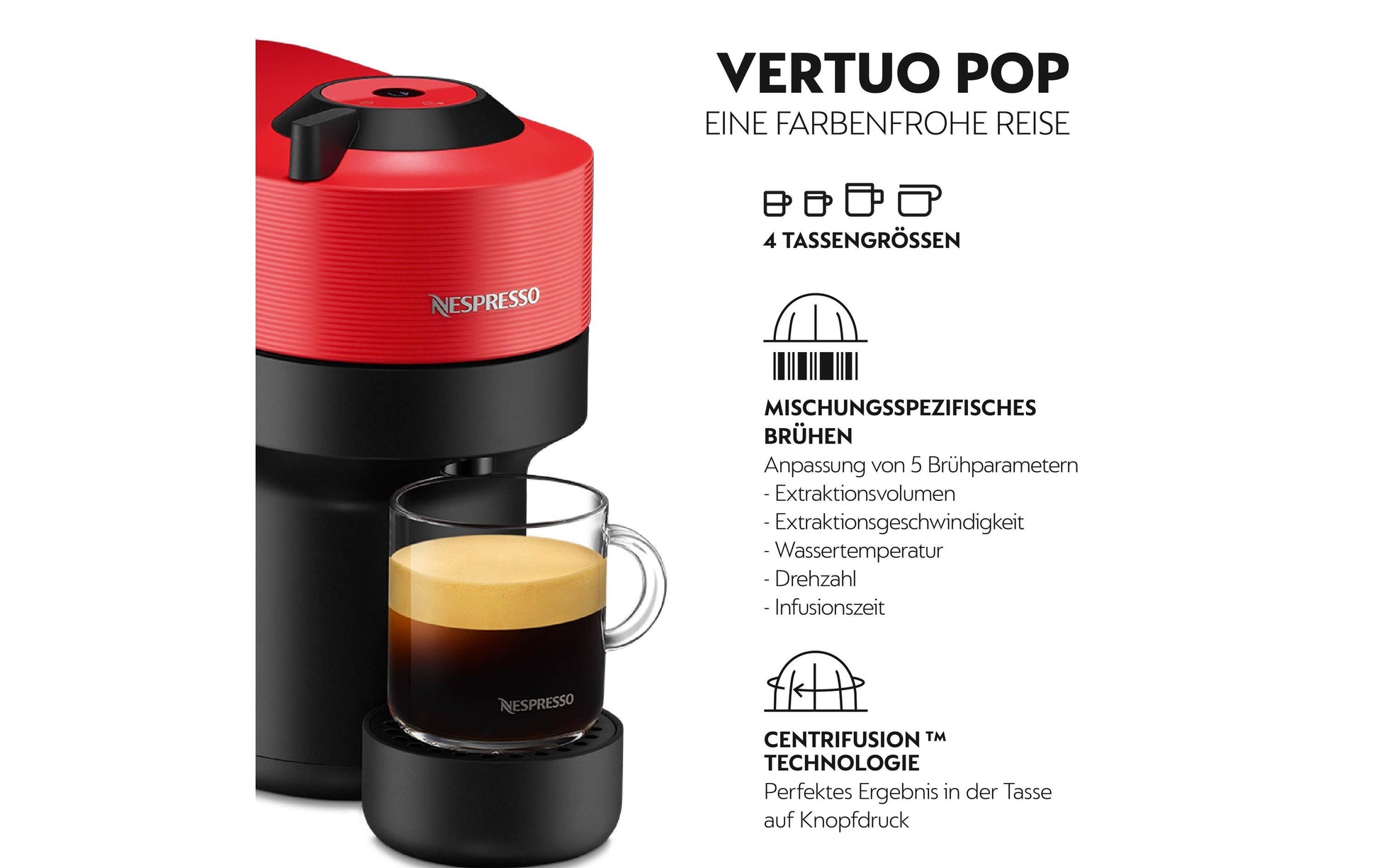 Krups Vertuo Pop XN9205CH Kapselmaschine – für Nespresso-Kapseln, 0,56 l, Rot