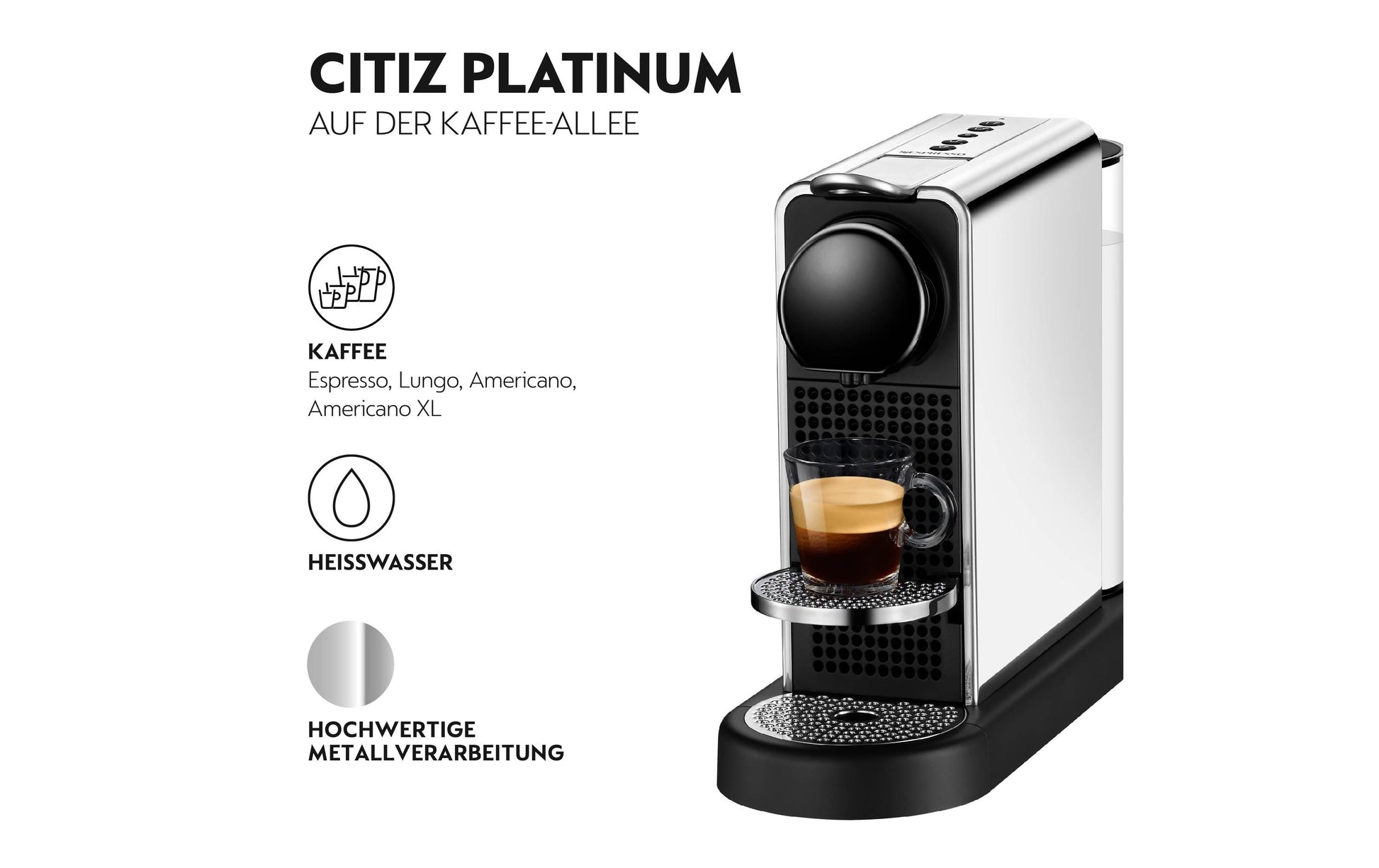 Krups CitiZ Kapselmaschine – für Nespresso-Kapseln, 19 bar, 1 l, Edelstahl