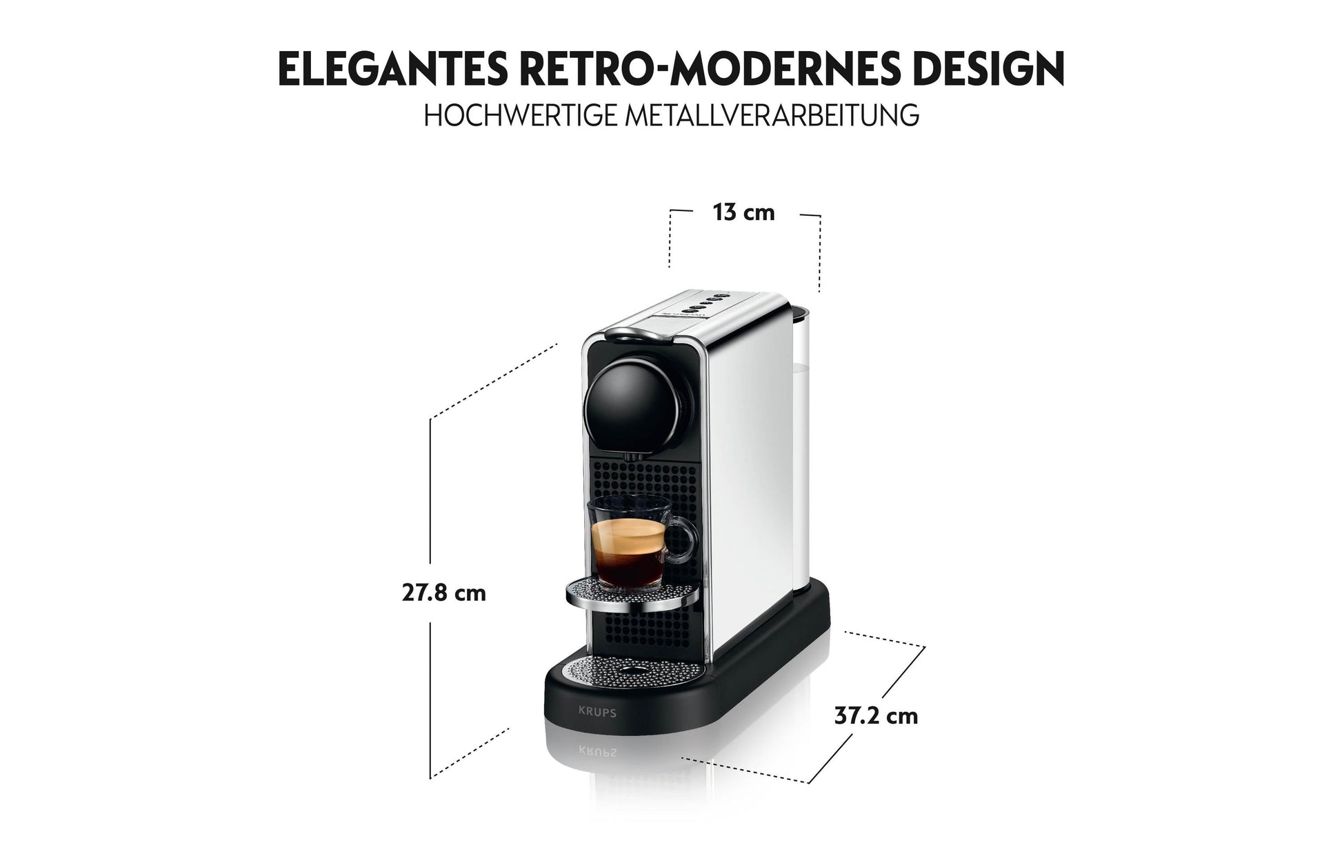 Krups CitiZ Kapselmaschine – für Nespresso-Kapseln, 19 bar, 1 l, Edelstahl