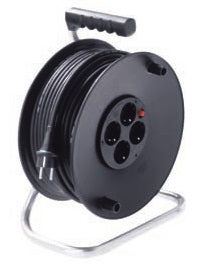 Bachmann Kabelrolle – 4-fach, 25 m, mit Thermoschutz, IP20, schwarz