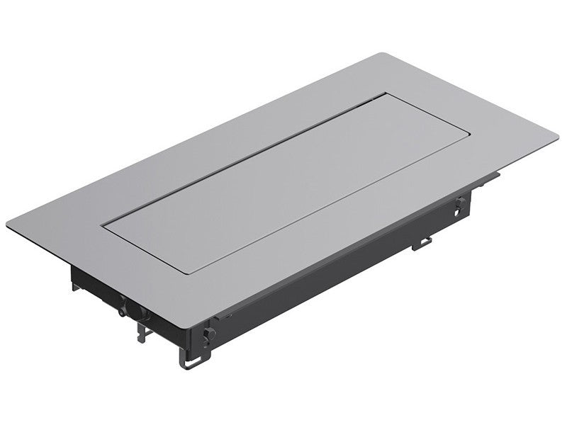 Bachmann TOP FRAME Tischsteckdosenleiste, Aluminium, 4-fach, Tischmontage, 162×340,5×98,3 mm – schwarz/silber