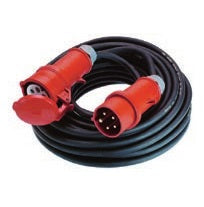 Bachmann Verlängerungskabel – CEE Rot 32A (Stecker) – CEE Rot 32A (Kupplung), 25 m, IP44, Aussen