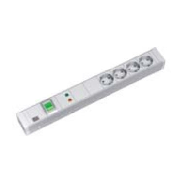 Bachmann 19" Steckdosenleiste – 1,5 HE, CEE 7/3×4 – Schalter, Gerätevollschutz – 2 m Kabel (Winkelstecker)