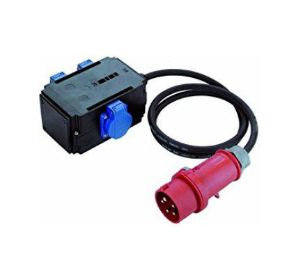 Bachmann CEE-Adapter 3-fach wiederanschliessbar – spritzwassergeschützt, schwarz, blau, rot