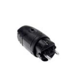 Bachmann Montagestecker, IP44, 250 V, 16 A, Gummi-Gehäuse, 44×44×105 mm – Schwarz