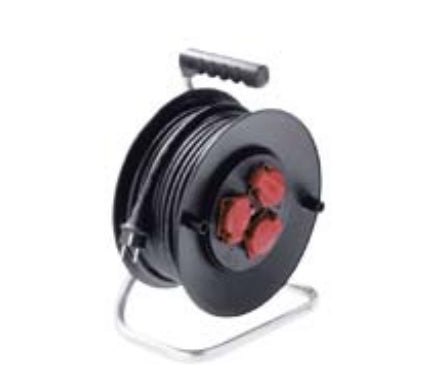 Bachmann Kabelrolle – 3× Schuko (Typ F), 25 m, IP44, Schwarz