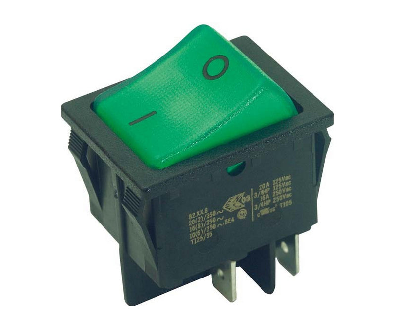 Bachmann Hilfsschalter Serie 3652 – 250 V, 2-polig, Flachstecker 6,3×0,8 mm, Schwarz/Grün