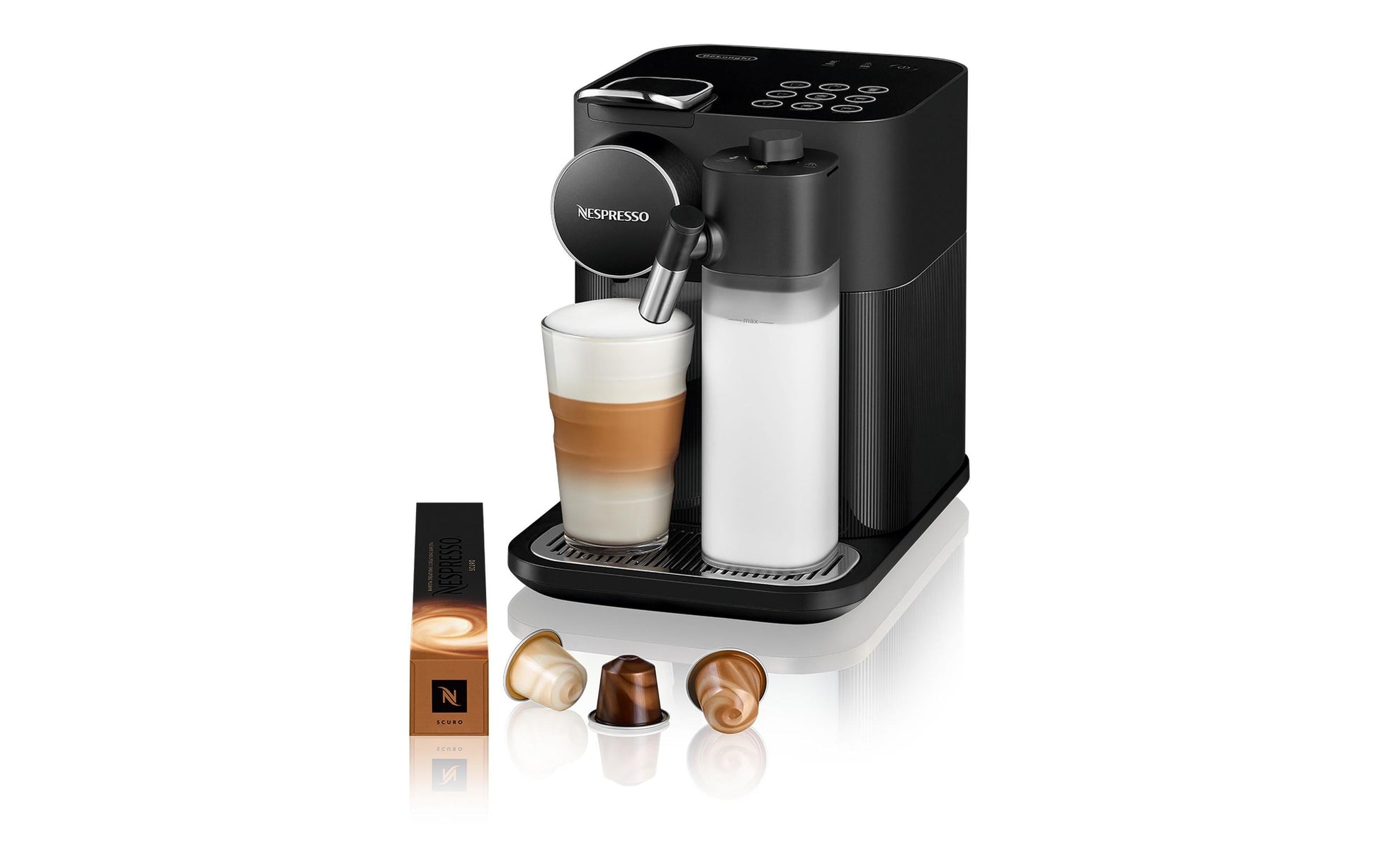 De’Longhi Gran Lattissima Kapselmaschine – für Nespresso-Kapseln, 19 bar, 1,3 l, Schwarz