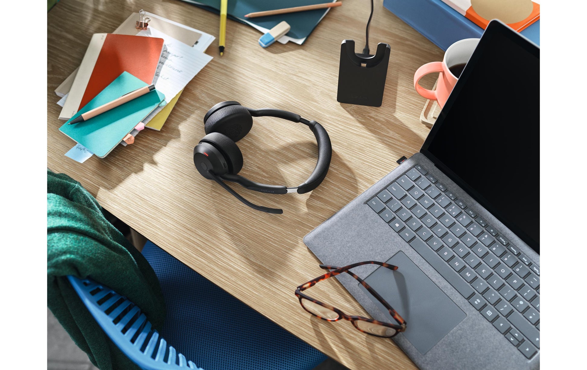 Jabra Evolve2 55 – Duo Headset, Over-Ear – USB-A (Link 390a) – für Microsoft Teams