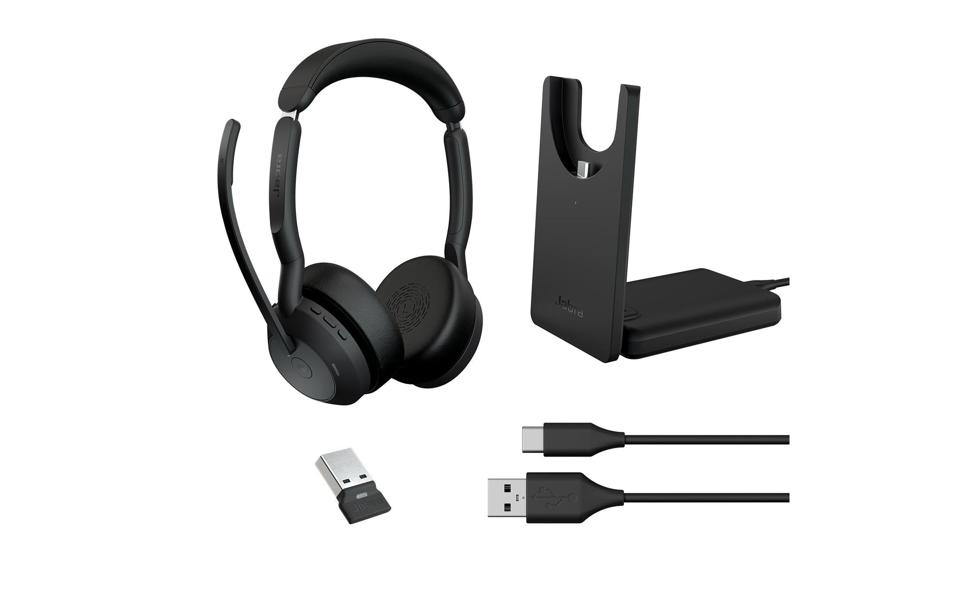 Jabra Evolve2 55 – Duo Headset, Over-Ear – USB-A (Link 390a) – für Microsoft Teams