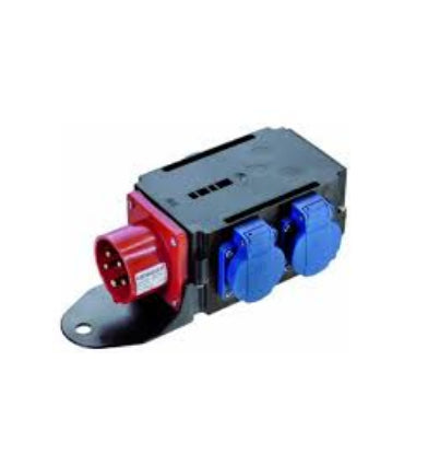 Bachmann Kurzadapter CEE 16-5 zu Schuko – 400 V, 16 A, 5-polig – Rot