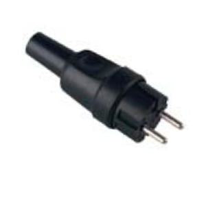 Bachmann Montagestecker, Vollgummi, 2P, 16 A, 250 V, ohne Schutzkontakt, 100×100×40 mm – schwarz