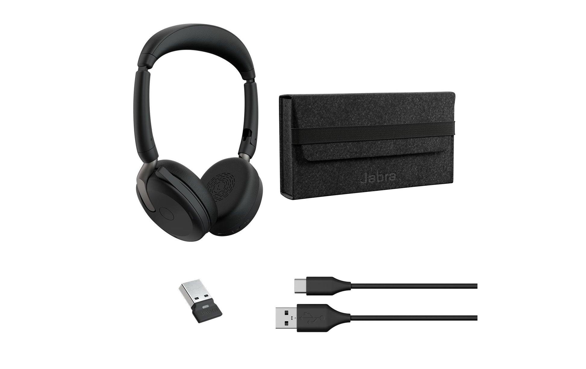 Jabra Evolve2 65 Flex UC – Duo Headset – USB‑A (Link 390a) – für UC/Softphone
