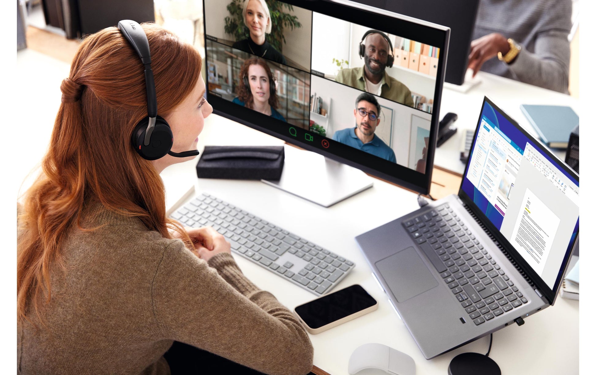 Jabra Evolve2 65 Flex – Duo Headset – USB‑A, Bluetooth, Kabelloses Laden – für Microsoft Teams