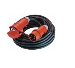Bachmann Verlängerungskabel – CEE Rot 16A (3P+N+PE) Stecker–Kupplung, 25 m, IP44, 5×2,5 mm², Schwarz