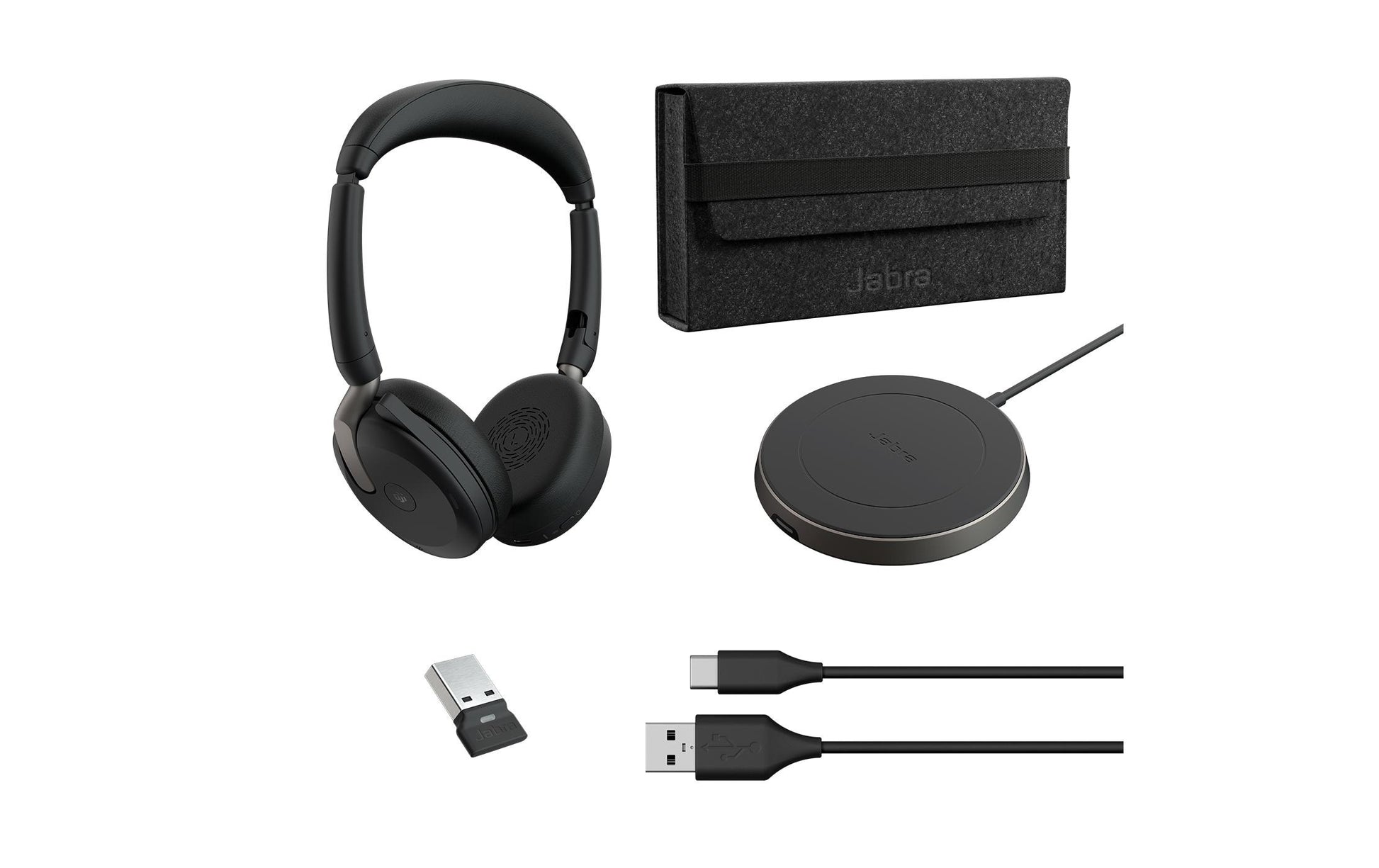 Jabra Evolve2 65 Flex – Duo Headset – USB‑A, Bluetooth, Kabelloses Laden – für Microsoft Teams